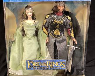 2003 LORD OF THE RINGS BARBIE & KEN AS ARWEN & ARAGORN, THE RETURN OF THE KINGS DOLLS NIB