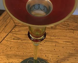 Red and Green Candle Stick Holders Pair
