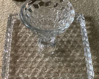 Cut glass square plate and goblet