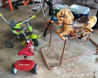 Vintage Bouncy Horse and Kids Bike and Trikes