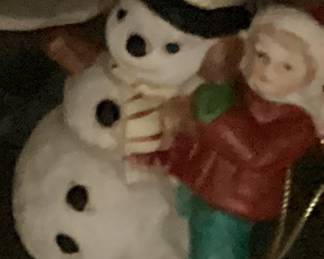 Snowman and Girl Figurine