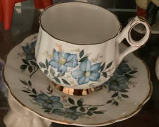 Blue Flowered Cup and Saucer