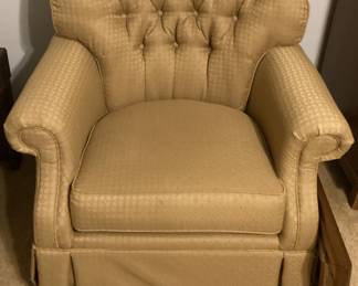 Button and Tuck Skirted Arm Chair