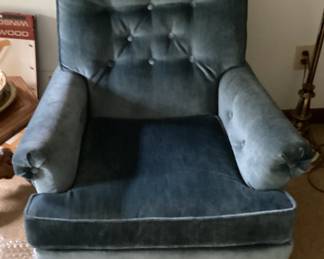 Blue Button and Tuffed Arm chair