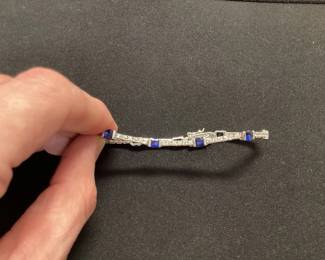 Silver Bracelet with Synthetic Sapphire Jewels