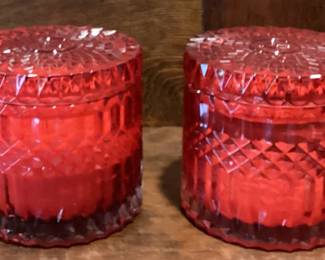 Red Lidded Candle Jars