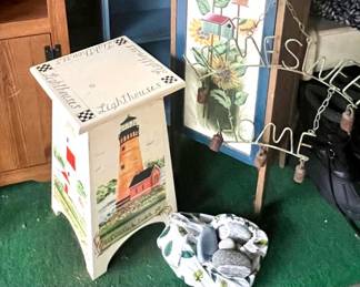 Tall blue shelving unit 