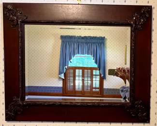 Vintage solid wood carved beveled mirror (16x20)