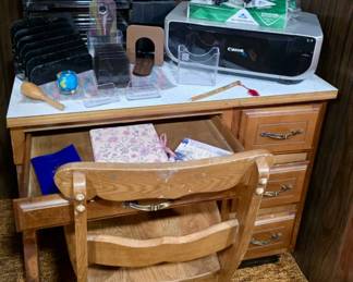 Desk, chair and lots of supplies...