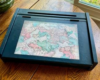 Lap writing table with flip top storage 