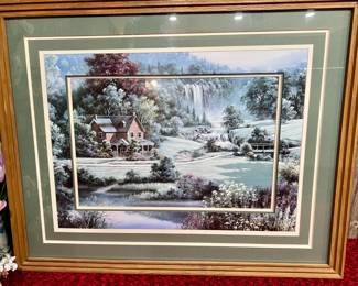 Oak Frame double matted winter country scene (18x24)