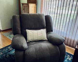 Two medium size grey recliners - nearly new - waiting for you to relax!