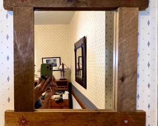 Small wooden carved hall mirror to use separately or as part of a larger collection of art
