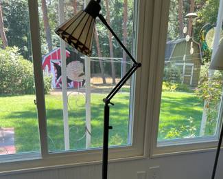 Stained glass reading floor lamp with metal base 