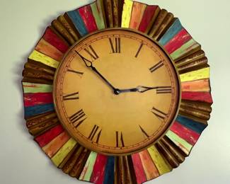 Large Clock multi-color w/Old English numerals 3ft diameter
