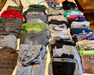 Sweaters, sweatshirts, nice t-shirts / workout gear and many logo cotton t-shirts 