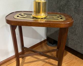 Small side table with brass insert - perfect for a glass topper candle such as this...