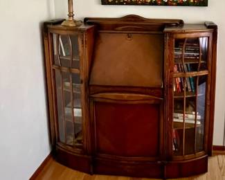 Exquisite Secretary etched glass doors and shelving for books or whatever you decide.  
