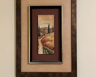 Tones of brown along the hay wagon path (18x24) dark wooden rustic frame - triple matted 