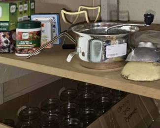 Canning equipment and many, many, many jars and lids