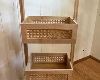 3-tier caned basket stand