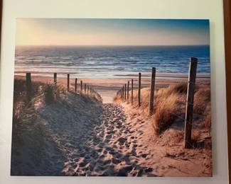 Beach Pathway to the Water blue and beige hues canvas print (12X18)