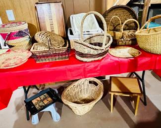 Array of baskets and stools and trays for multiple uses
