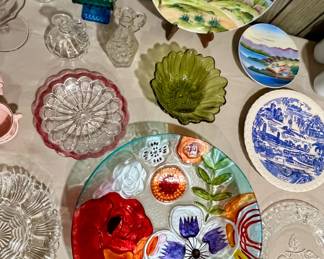 Colorful glass flowered bowl 
