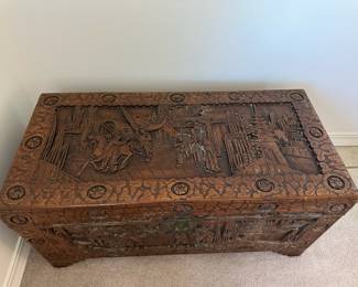 Hong Kong Hand-Carved Camphor Wood Trunk