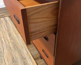 Mid Century Teak Long Nine Drawer Dresser