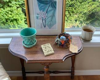 Vincent Brooks Botanical Lithograph, Half Moon Console Table 
