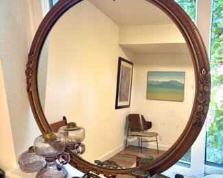 Rococo Style Round Gold Gilt Mirror