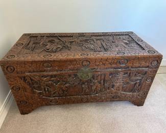 Hong Kong Hand-Carved Camphor Wood Trunk