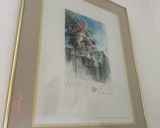 Framed & Matted 28th Annual 1985 Edmonds Arts Festival Print Featuring "Hanging Flower Basket" by Crisse Bennett