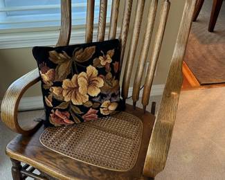 Oak Spindle Back Rocking Chair with Cane Seat