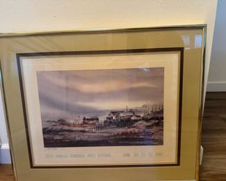 Framed & Matted 29th Annual 1986 Edmonds Arts Festival Print Featuring "Brackett's Landing" by John Ebner