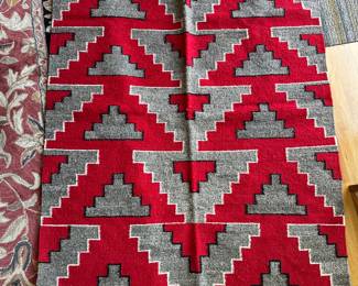 Handwoven Wool Rug with Geometric Design – Possibly Navajo or Navajo-Inspired