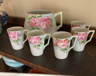 6 Piece Nippon Te-Oh China Hand-Painted Pitcher and Mugs