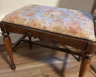Floral Upholstered Footstool