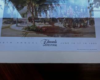 38th Annual 1995 Edmonds Arts Festival Print Featuring "Corner Shop and Flower Cart" by Teresa Saia