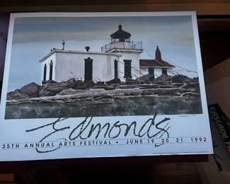 35th Annual 1992 Edmonds Arts Festival Print Featuring  "Lighthouse" by Ray Hunter