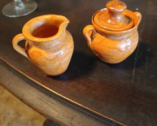 Pottery Sugar and Creamer