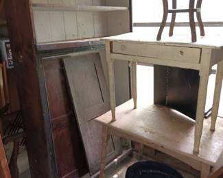 Antique Cupboard, Tables etc; ready for someone to repurpose them