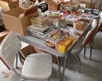 Metal 1950s Table and Chairs