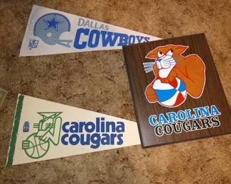 Carolina Cougars Sign and Dallas Cowboys Pennant