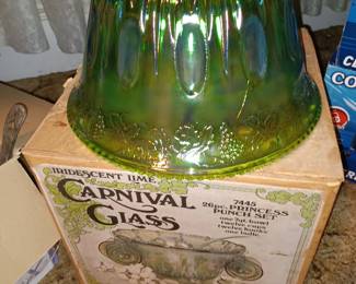 Carnival Glass Punch Bowl Set