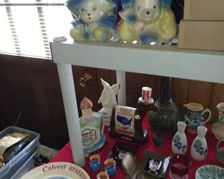 Dog and Cat Planters, Calvert Advertising Plate, etc