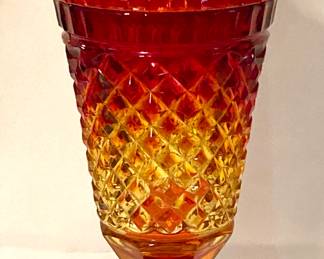 Vintage Amberina Lidded Apothecary/Candy Dish