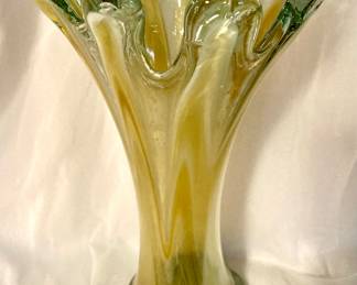 Flower Petal Ruffle Murano Style Vase