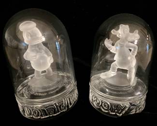 Crystal Donald Duck and Goofy Figurines